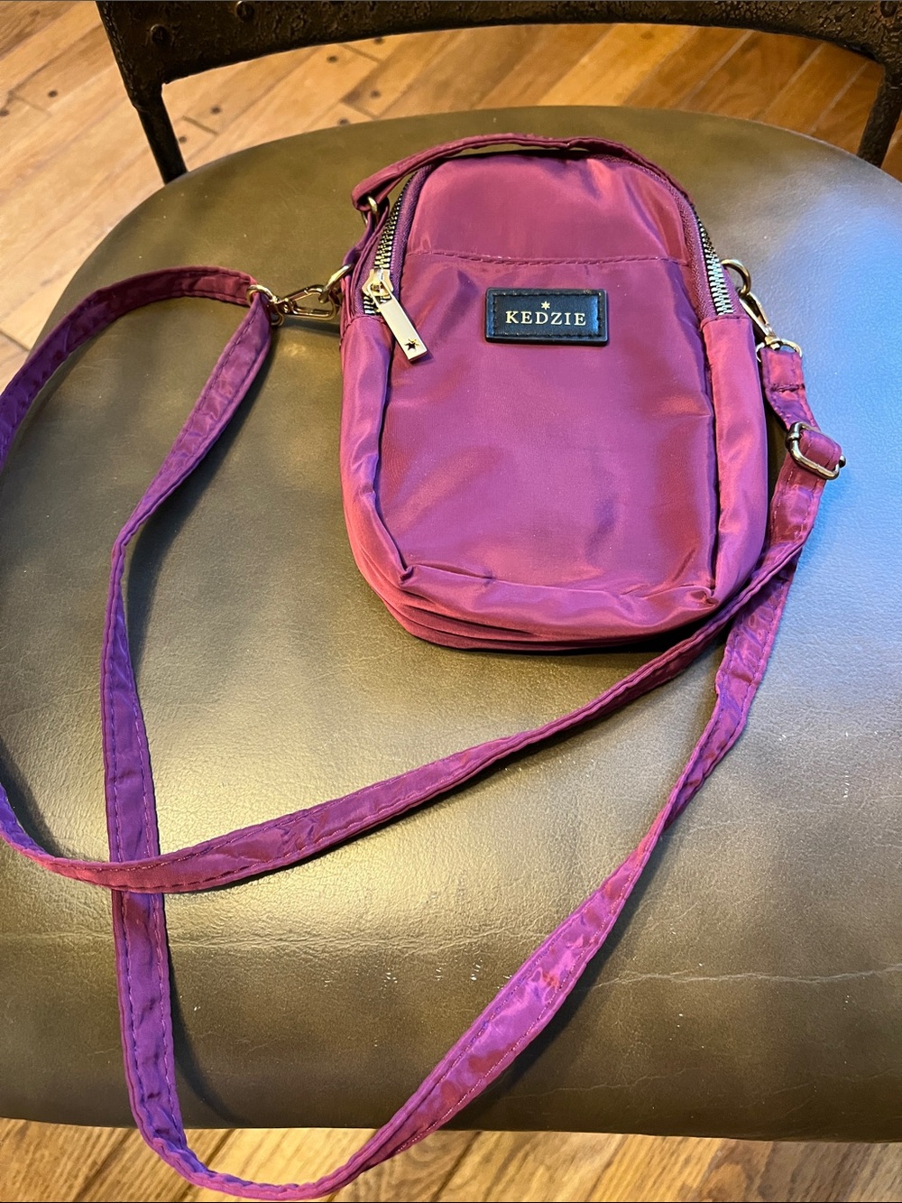 Kedzie Purple Crossbody Bag - Compact Nylon Shoulder Purse